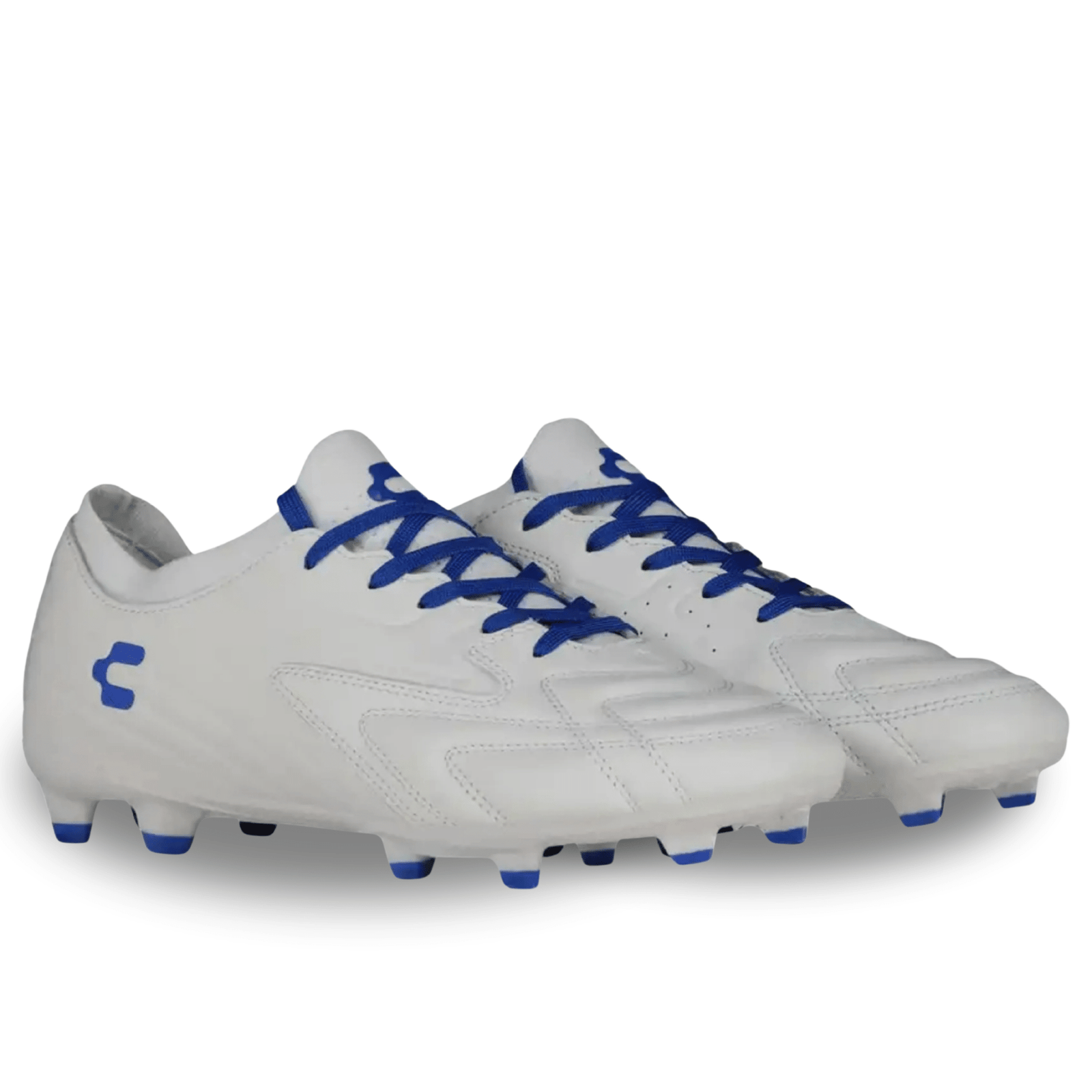 Charly Onore LT PFX Firm Ground Soccer Cleats (White/Royal) | SoccerWearhouse