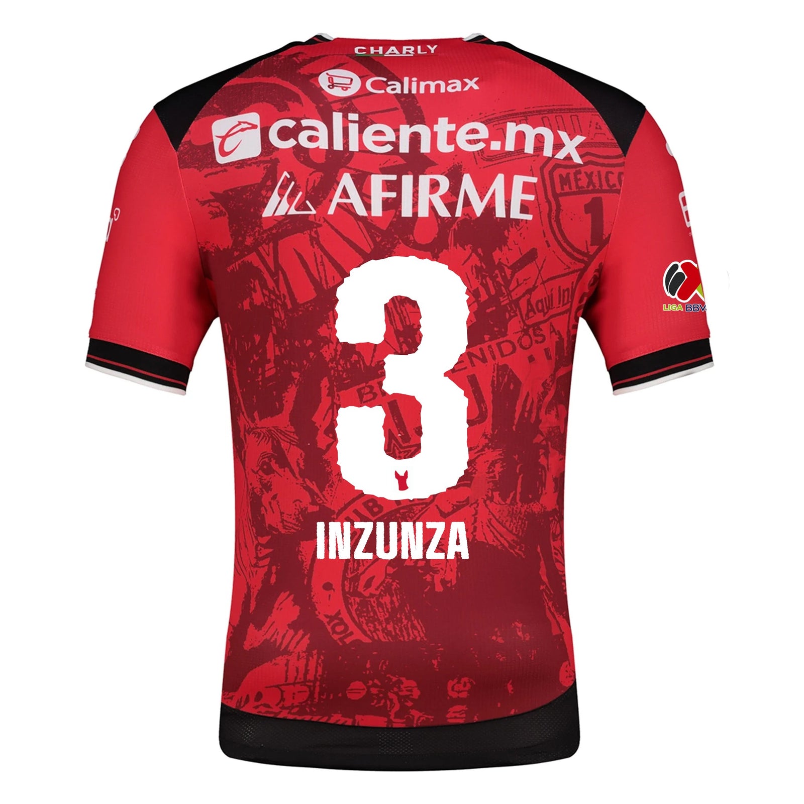 Charly Rafael Fernandez Inzunza Men's Club Tijuana Xolos Home Jersey 25/26 w/ BBVA MX Patch (Red/Black) | SoccerWearhouse