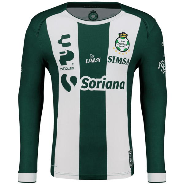 Charly Santos Laguna Home Long Sleeve Jersey 24/25 (Green/White) | SoccerWearhouse