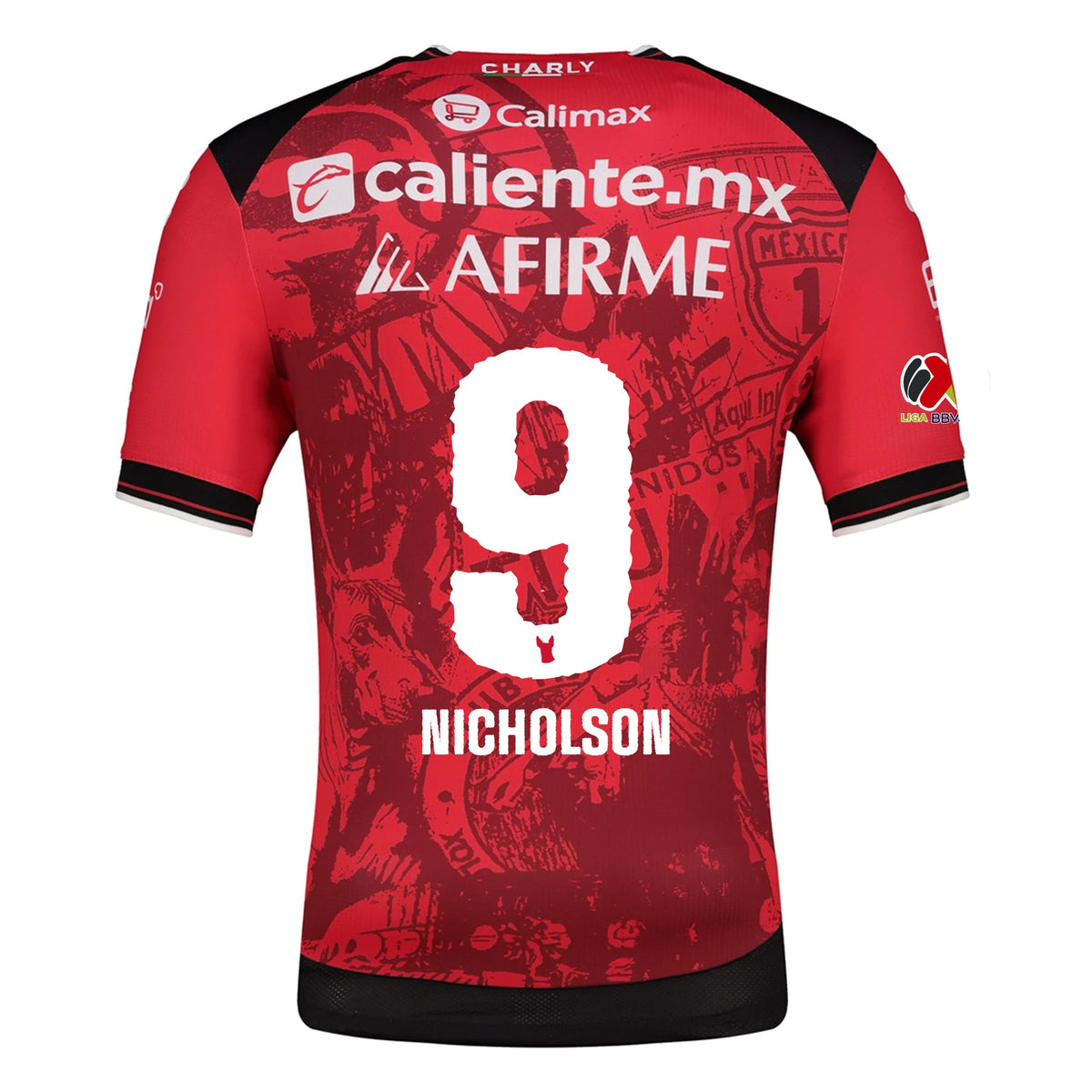Charly Shamar Nicholson Men's Club Tijuana Xolos Home Jersey 25/26 w/ BBVA MX Patch (Red/Black) | SoccerWearhouse