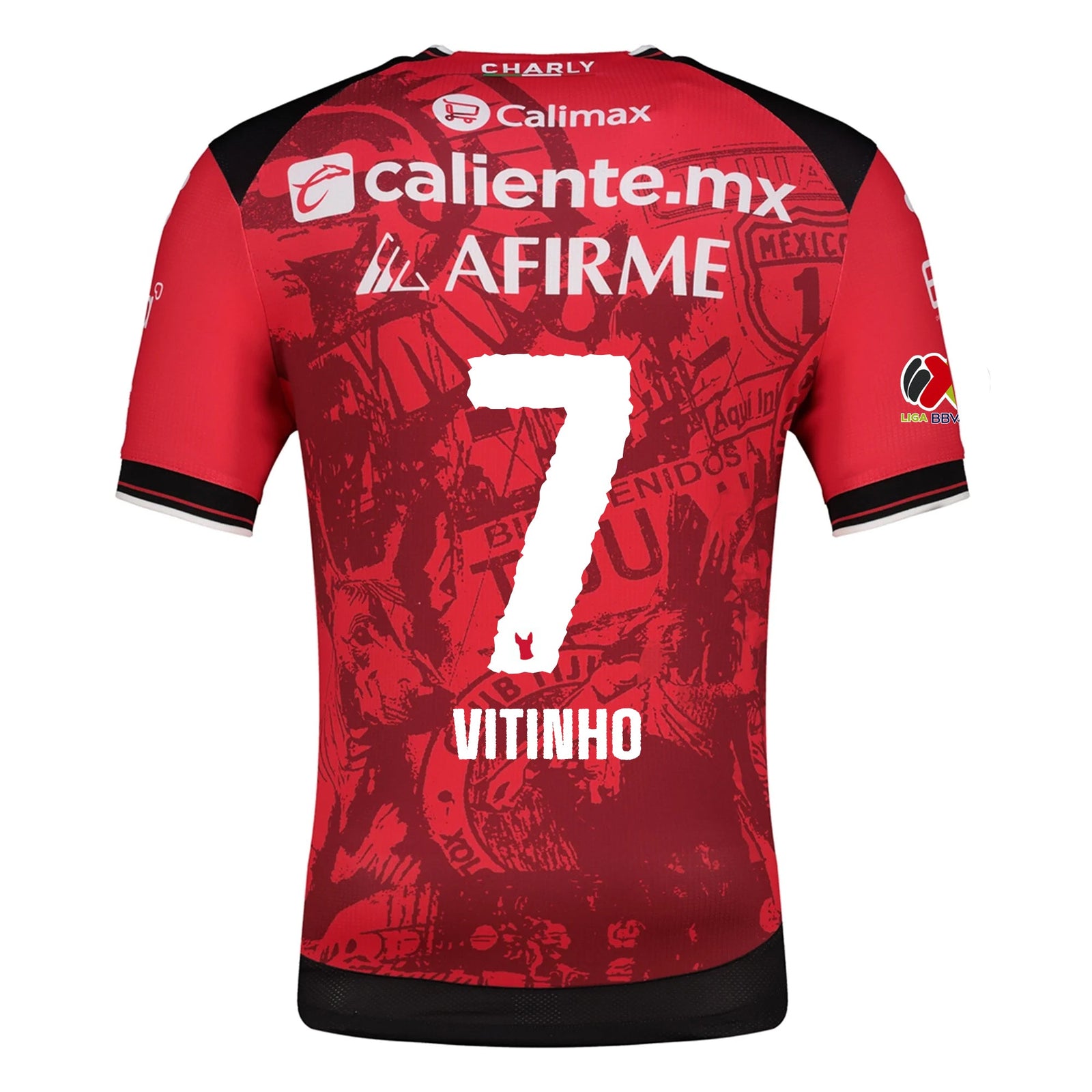 Charly Vitinho Men's Club Tijuana Xolos Home Jersey 25/26 w/ BBVA MX Patch (Red/Black) | SoccerWearhouse