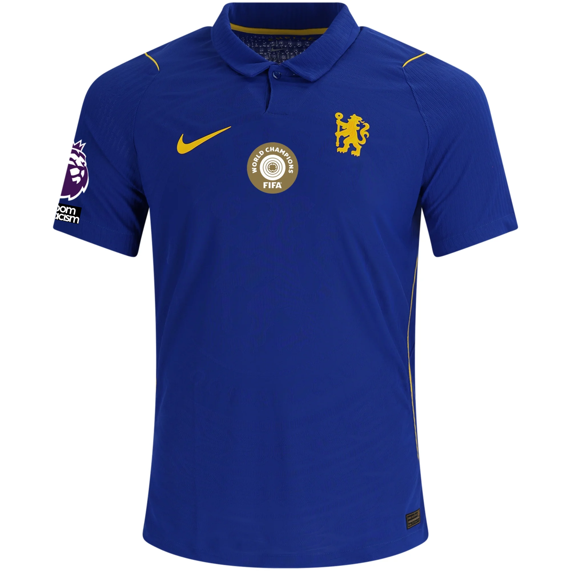 Nike Mens Chelsea FC Match Authentic Home Jersey w/ EPL + No Room For Racism + Club World Champions Patch 26/27 (Bright Blue/Gold)