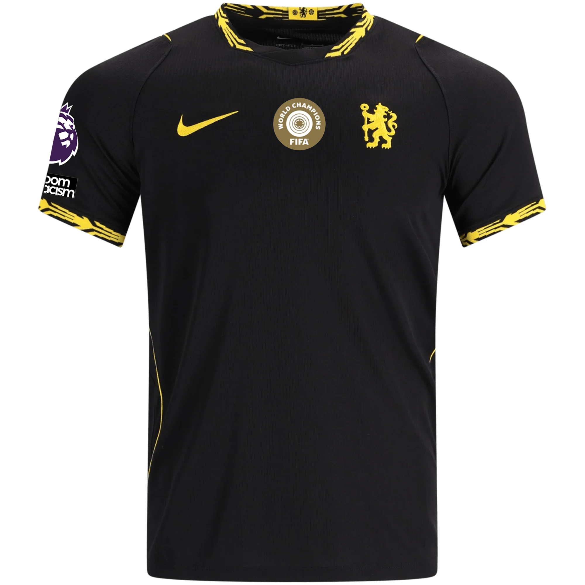 Nike Mens Chelsea Match Authentic Away Jersey w/ EPL + No Room For Racism + Club World Cup Patches 26/27 (Black/Gold)
