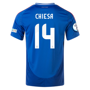 adidas Italy Federico Chiesa Home Jersey w/ Euro 2024 Patches 24/25 (Blue)