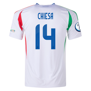 adidas Italy Federico Chiesa Away Jersey w/ Euro 2024 Patches 24/25 (Blue)