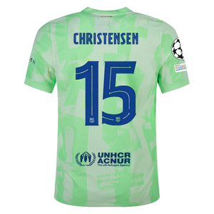 Nike Barcelona Authentic Andreas Christensen Third Jersey w/ Champions League Patches 24/25 (Barely Volt/Old Royal)