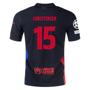 Nike Barcelona Authentic Andreas Christensen Away Jersey w/ Champions League Patches 24/25 (Black/University Red/Hyper Royal)