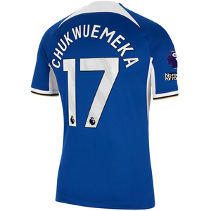 Nike Chelsea Carney Chukwuemeka Home Jersey w/ EPL + No Room For Racism Patches 23/24 (Rush Blue/Club Gold)