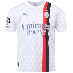Puma AC Milan Authentic Alexis Saelemaekers Away Jersey w/ Champions League Patches 23/24 (Puma White/Feather Grey)
