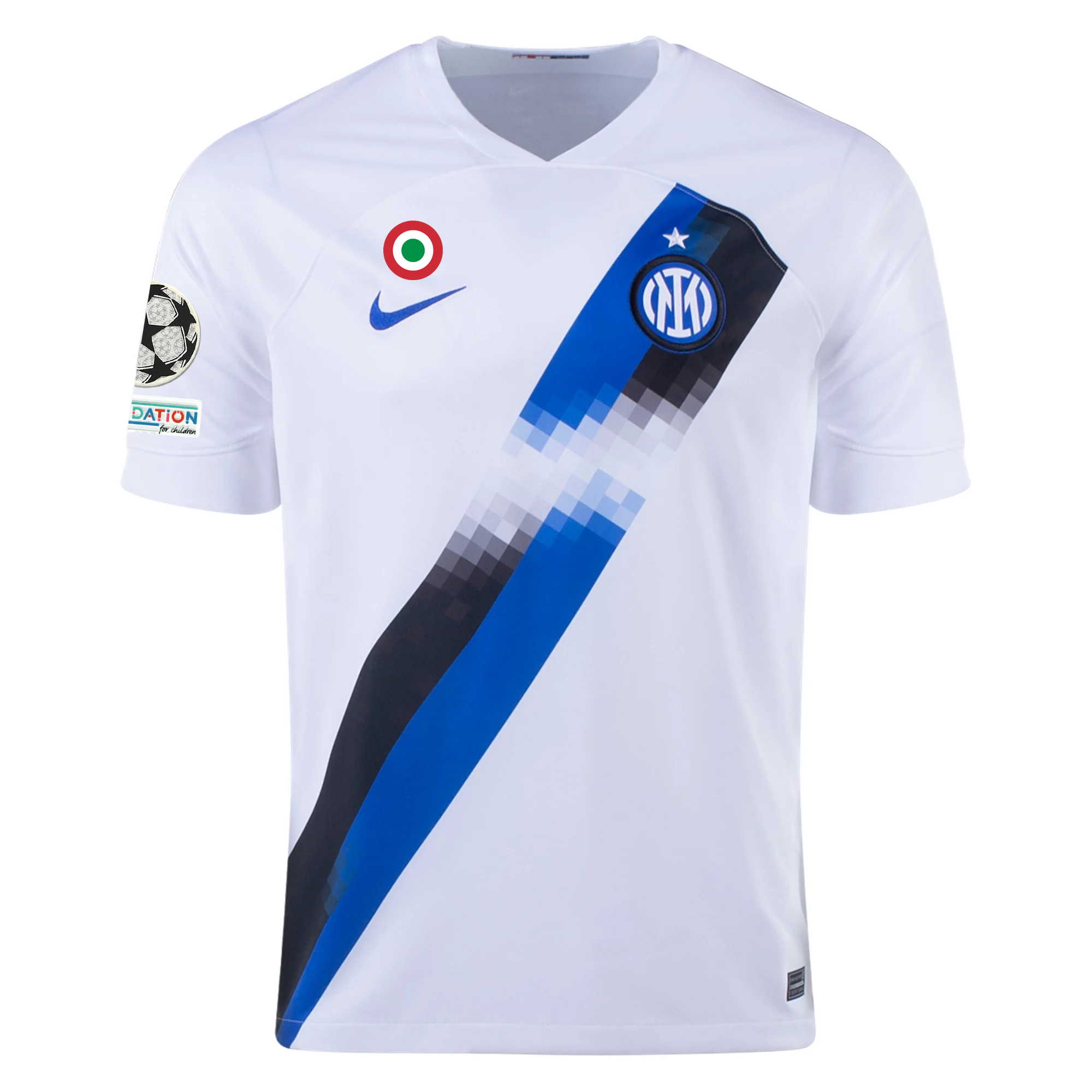 Nike Inter Milan Lautaro Martinez Away Jersey w/ Champions League + Copa Italia Patches 23/24 (White/Lyon Blue)