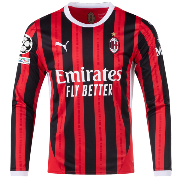 Puma AC Milan Home Long Sleeve Jersey w Champions League Patches 24 2 Soccer Wearhouse