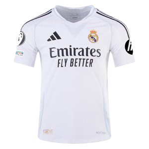 adidas Real Madrid Authentic David Alaba Home Jersey w/ Champions League Patches 24/25 (White/Black)