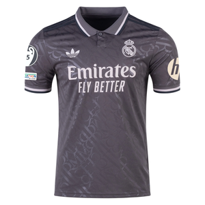 adidas Real Madrid Dani Carvajal Third Jersey w/ Champions League Patches + HP Sponsor 24/25 (Charcoal)