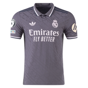 adidas Real Madrid Authentic Antonio Rudiger Third Jersey w/ Champions League Patches 24/25 (Charcoal)