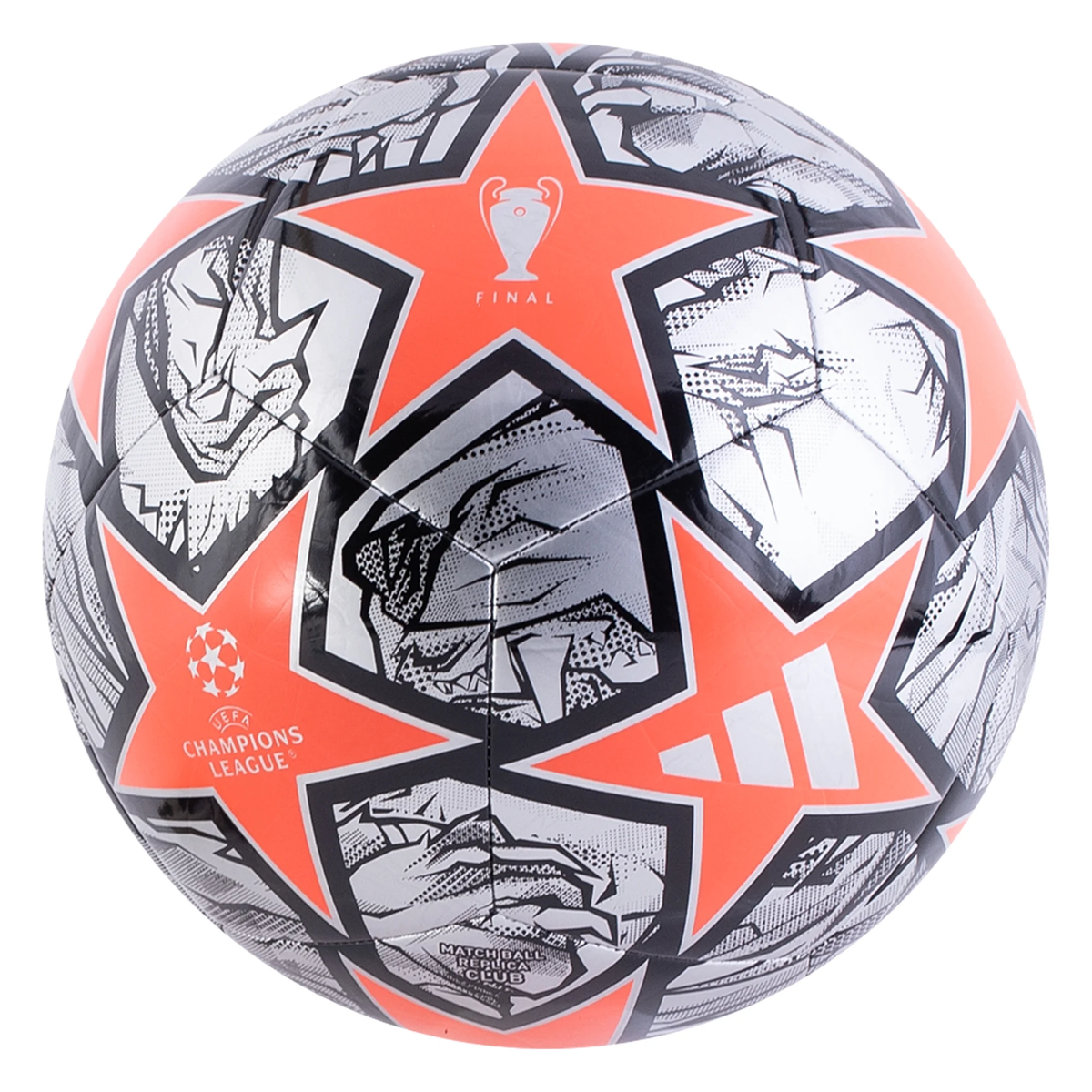 adidas UEFA Champions League Ball Silver Metallic Solar Red Soccer Wearhouse