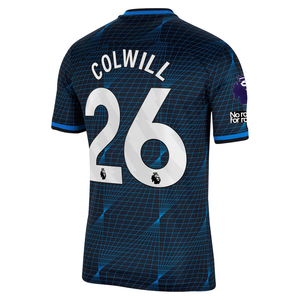 Nike Chelsea Levi Colwill Away Jersey w/ EPL + No Room For Racism Patches 23/24 (Soar/Club Gold)