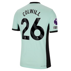 Nike Chelsea Authentic Colwill Match Vaporknit Third Jersey w/ EPL + No Room For Racism Patches 23/24 (Mint Foam/Black)
