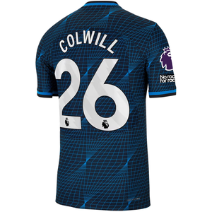 Nike Chelsea Authentic Colwill Match Vaporknit Away Jersey w/ EPL + No Room For Racism Patches 23/24 (Soar/Club Gold)