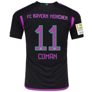 adidas Bayern Munich Authentic Kingsley Coman Away Jersey w/ Bundesliga Champion Patch 23/24 (Black)