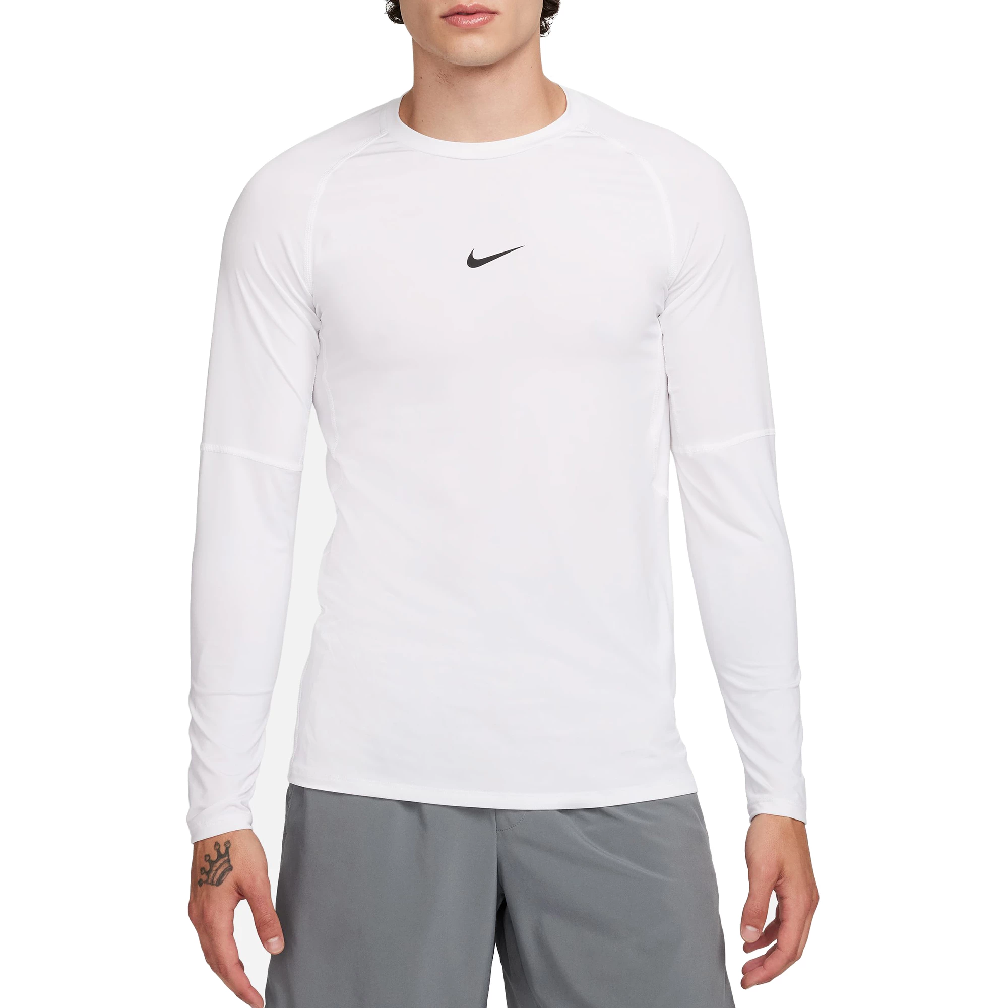 Nike Pro Dri Fit Slim Long Sleeve Fitness Top (White)