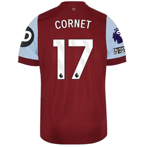 Umbro West Ham United Maxwel Cornet Home Jersey w/ EPL + No Room For Racism Patches 23/24 (Claret/Blue)