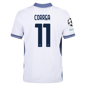 Nike Inter Milan Authentic Joaquin Correa Away Jersey w/ Champions League + Scudetto Patch 24/25 (White/Silver)