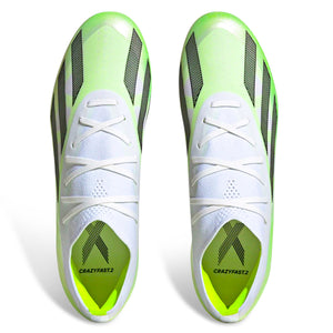 adidas X Crazyfast.2 Firm Ground Soccer Cleats (White/Core Black/Lucid Lemon)