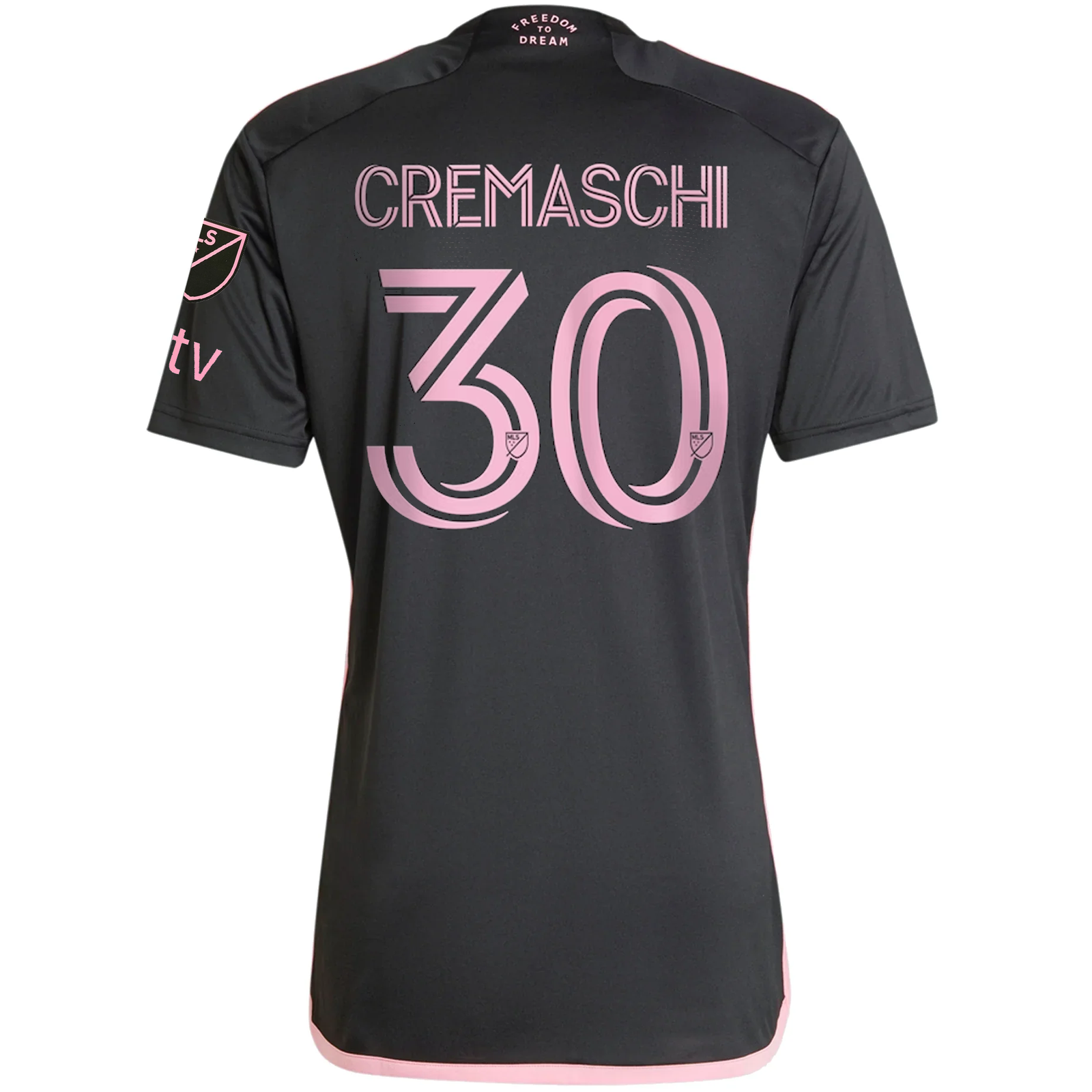 adidas Inter Miami Benjamin Cremaschi Royal Caribbean Away Jersey w/ MLS + Apple TV Patches 23/24 (Black/Bliss Pink)