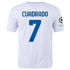 Nike Inter Milan Juan Cuadrado Away Jersey w/ Champions League + Copa Italia Patches 23/24 (White/Lyon Blue)