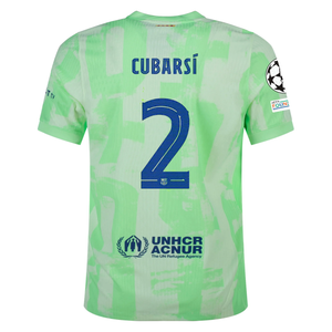 Nike Barcelona Authentic Pau Cubarsí Third Jersey w/ Champions League Patches 24/25 (Barely Volt/Old Royal)