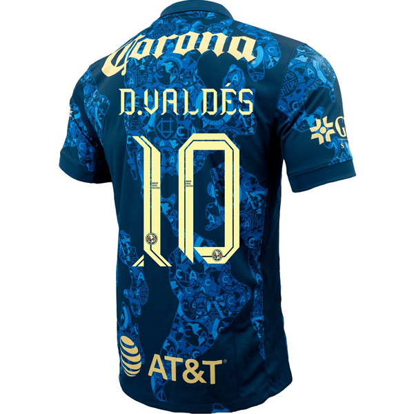 Nike Club America Diego Valdes Away Jersey w/ Liga MX C24 Patch 24/25 (Valerian Blue/Lemon Chiffon)