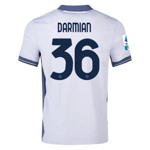 Nike Inter Milan Matteo Darmian Away Jersey w/ Serie A + Scudetto Patch 24/25 (Summit White/Iris Whisper)