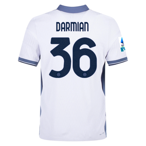 Nike Inter Milan Authentic Matteo Darmian Away Jersey w/ Serie A + Scudetto Patch 24/25 (White/Silver)