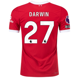 Nike Liverpool Authentic Darwin Nunez Vaporknit Match Home Jersey w/ EPL + No Room For Racism 23/24 (Red/White)