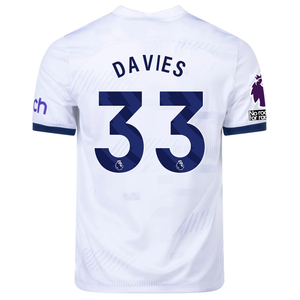 Nike Tottenham Ben Davies Home Jersey w/ EPL + No Room For Racism Patches  23/24 (White/Binary Blue)
