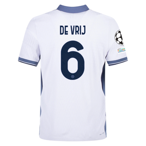 Nike Inter Milan Authentic Stefan de Vrij Away Jersey w/ Champions League + Scudetto Patch 24/25 (White/Silver)