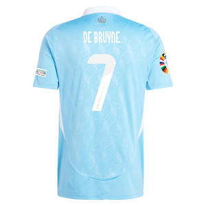 adidas Belgium Kevin De Bruyne Away Jersey w/ Euro 2024 Patches 24/25 (Semi Blue Burst)