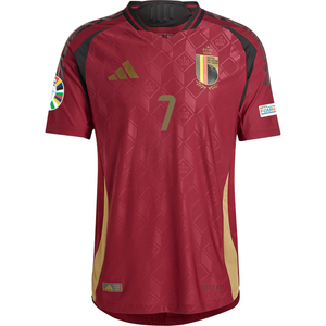 adidas Belgium Authentic Kevin De Bruyne Home Jersey w/ Euro 2024 Patches 24/25 (Burgundy)