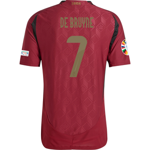 adidas Belgium Authentic Kevin De Bruyne Home Jersey w/ Euro 2024 Patches 24/25 (Burgundy)