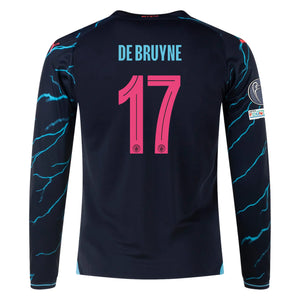Puma Manchester City Kevin De Bruyne Third Long Sleeve Jersey w/ Champion Leagues + Club World Cup Patch 23/24 (Dark Navy/Hero Blue)