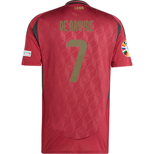 adidas Belgium Kevin De Bruyne Home Jersey w/ Euro 2024 Patches 24/25 (Burgundy)