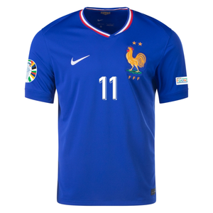 Nike France Ousmane Dembele Home Jersey w/ Euro 2024 Patches 24/25 (Bright Blue/University Red)