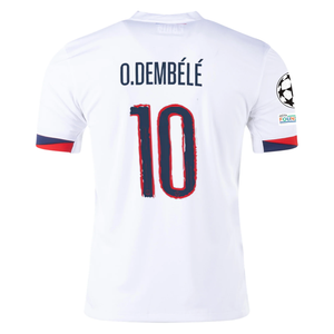 Nike Paris Saint-Germain Ousmane Dembélé Away Jersey w/ Champions League Patches 24/25 (White/Midnight Navy)