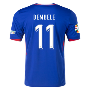 Nike France Ousmane Dembele Home Jersey w/ Euro 2024 Patches 24/25 (Bright Blue/University Red)