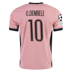 Nike Paris Saint-Germain Authentic Ousmane Dembélé Third Jersey w/ Champions League Patches 24/25 (Rust Pink/Black)