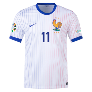 Nike France Ousmane Dembele Away Jersey w/ Euro 2024 Patches 24/25 (White/Bright Blue)