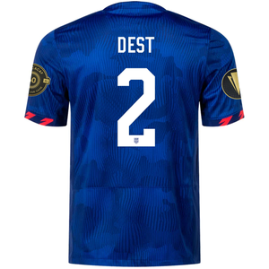 Nike Mens United States Sergino Dest Away Jersey w/ Gold Cup Patches 23/24 (Hyper Royal/Loyal Blue)