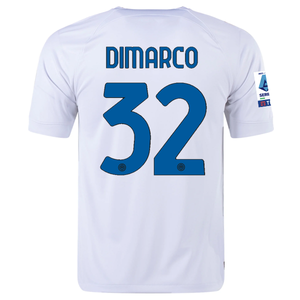 Nike Inter Milan Federico Dimarco Away Jersey w/ Series A + Copa Italia Patches 23/24 (White/Lyon Blue)