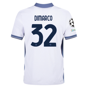 Nike Inter Milan Authentic Federico Dimarco Away Jersey w/ Champions League + Scudetto Patch 24/25 (White/Silver)