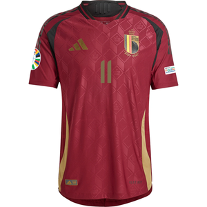 adidas Belgium Authentic Jeremy Doku Home Jersey w/ Euro 2024 Patches 24/25 (Burgundy)
